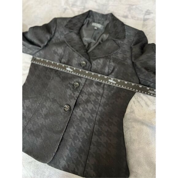 Kasper Jacket Women Size 4 Black Long Sleeve Houndstooth Three Button Blazer NWT - Picture 6 of 10